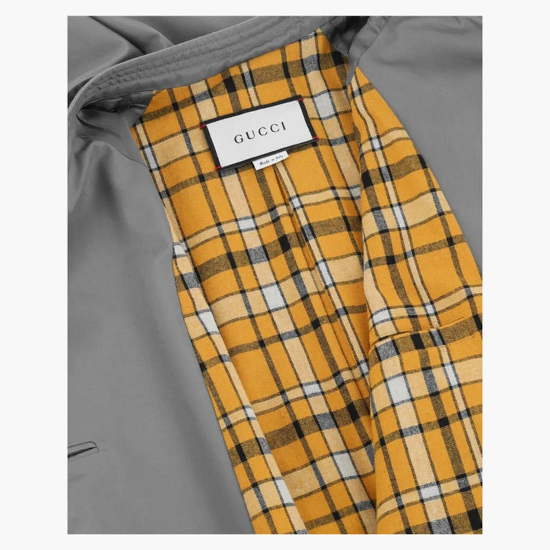 Gucci nadrozměrný bavlněný příkop kouřový šedá směs