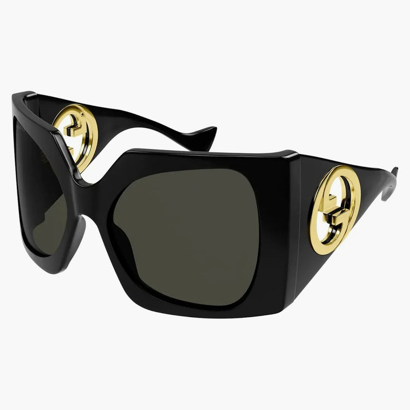 Gucci Oversized Sheild Sunglasses Black/Gold (GG1255S-001)