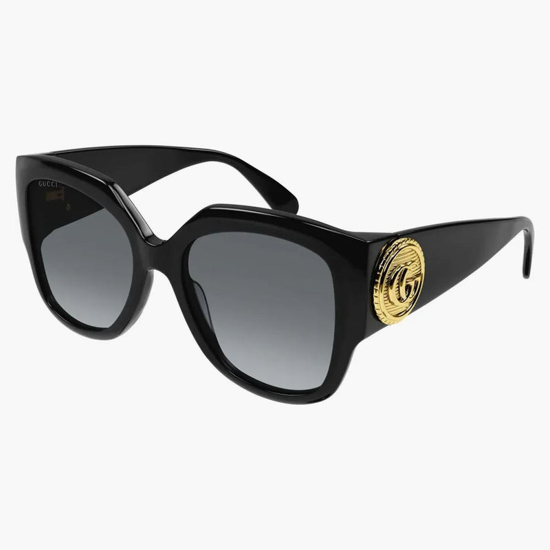 Gucci överdimensionerade fyrkantiga solglasögon svart/grå (GG1407S-001-fre)