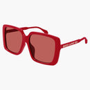 Gucci Oversized Square Frame Sunglasses Red/Red (GG0567SAN-005-Fri)