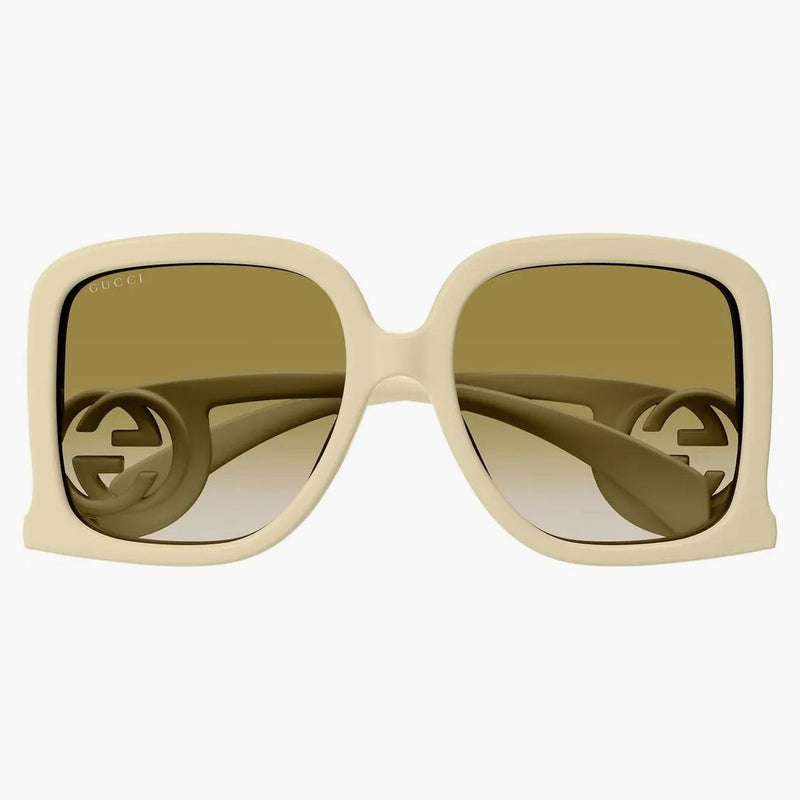 Gucci överdimensionerade fyrkantiga solglasögon elfenben (GG1326S-002-58)