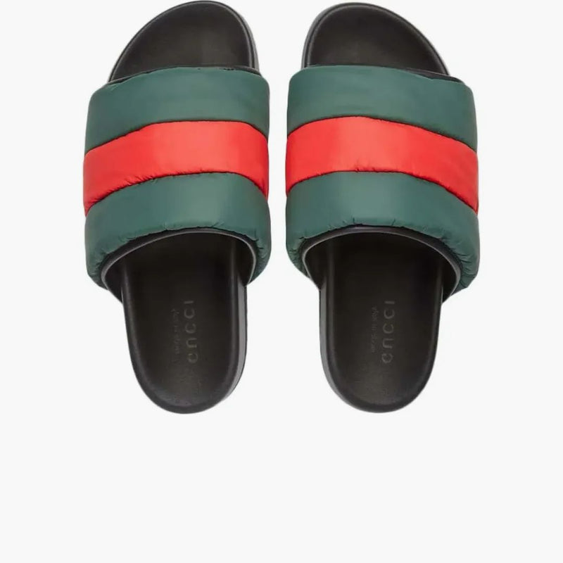Slide Web imbottita Gucci Verde rosso