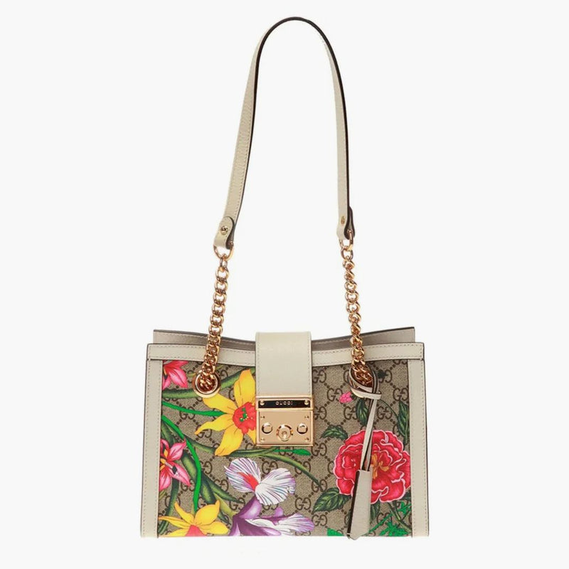 Gucci Padlock GG Shoulder Bag Flora Ivory
