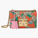 Gucci Padlock Shoulder Bag Gg Strawberry Small Beige/ebony Multicolor