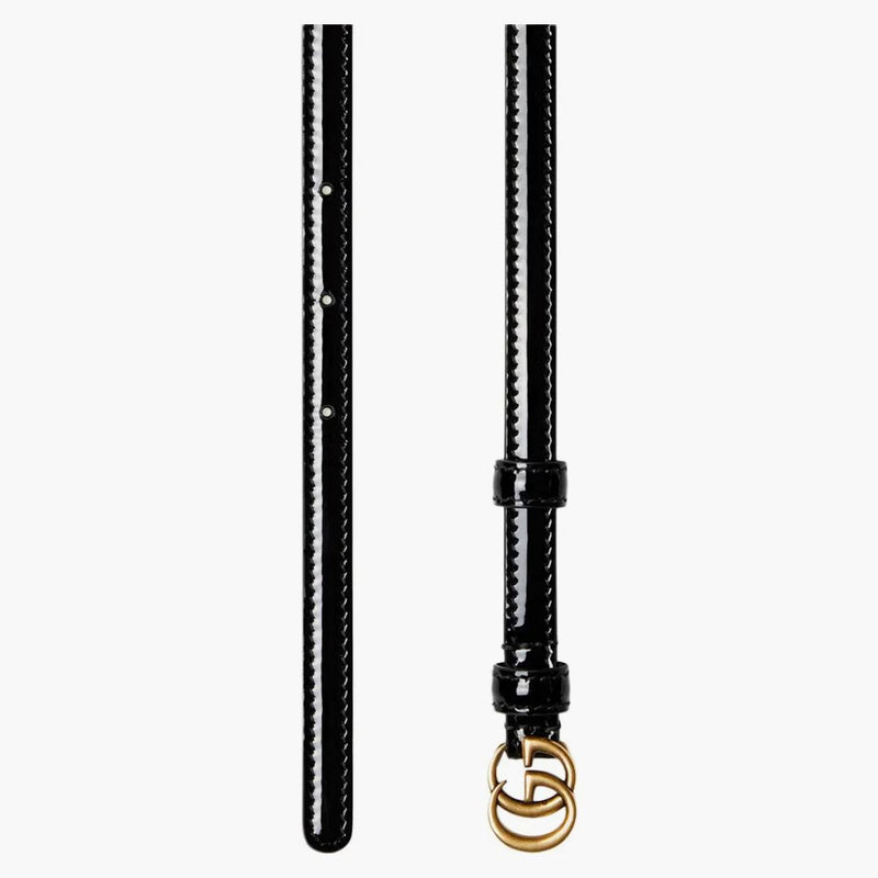 Gucci Patent Double G Thin Belt Black
