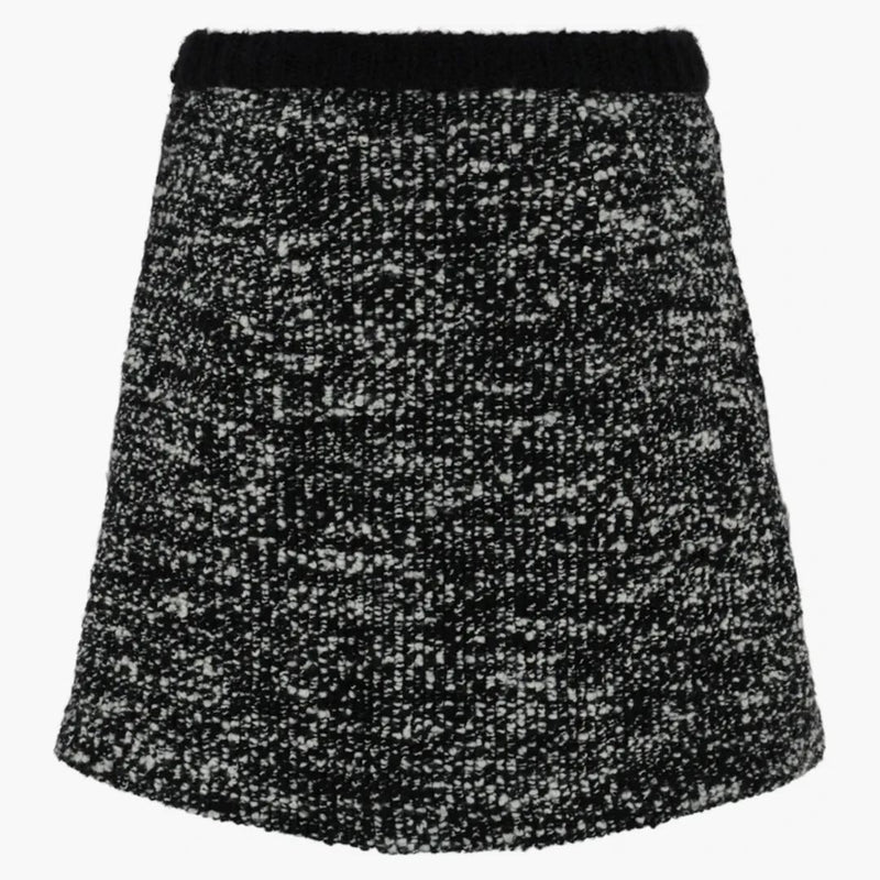 GUCCI PATERNED WOOL MINI SKIRT BLACK