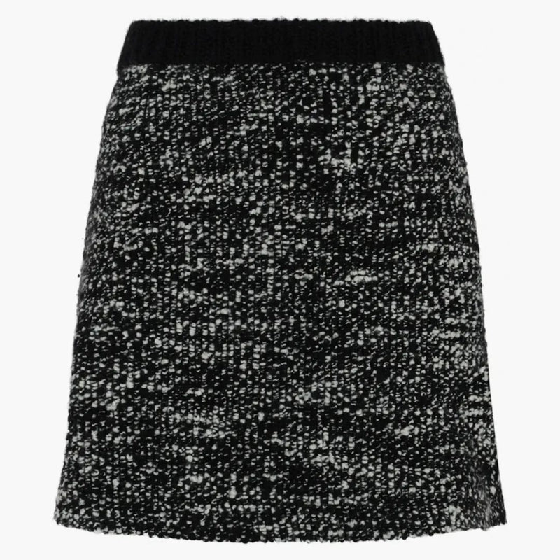 GUCCI PATERNED WOOL MINI SKIRT BLACK
