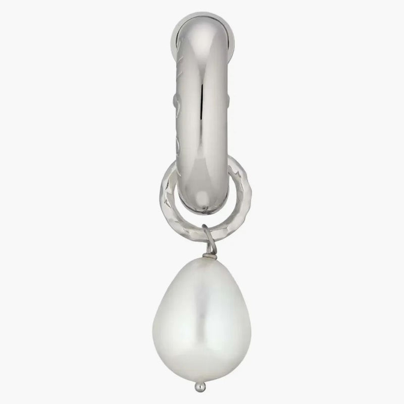 Gucci Pearl Charm Single Earring Palladium-Tone