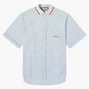 Logo kołnierza Gucci Pique Logo krótkie rękawie jasnoniebieski