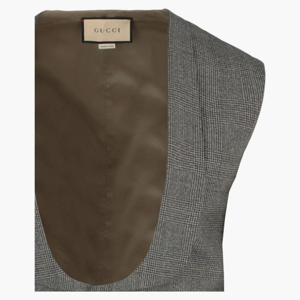 Gucci Plaid Tailored Vest Dark Grey