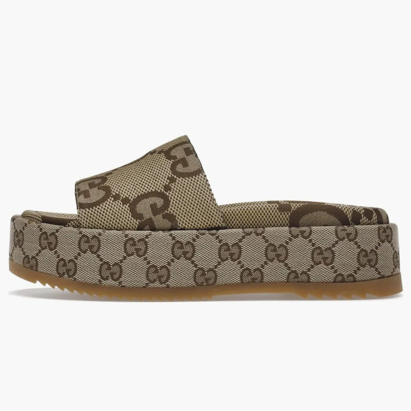 Gucci Angelina Platform 55mm Sandalo Camel Canvas