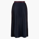 Gonna midi in pelle a pieghe a pieghe a pieghetta blu