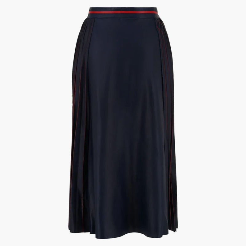 Gucci plisovaná kožená kožená A-line midi sukně modrá