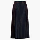 Gonna midi in pelle a pieghe a pieghe a pieghetta blu