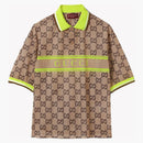 Gucci Polyester Mesh GG Print Polo Beige and Ebony