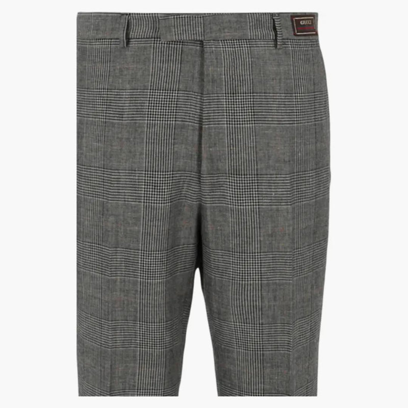 Gucci Prince Of Wales Tailored Trousers Grey Beige