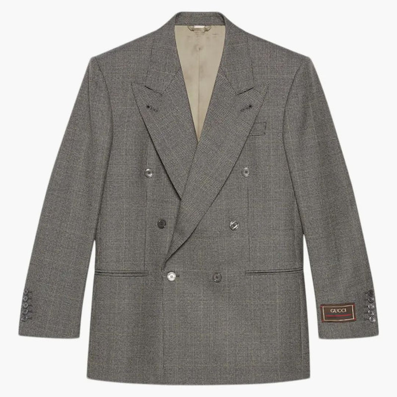 Gucci Prince Of Wales Wool Formal Jacket Black/brown