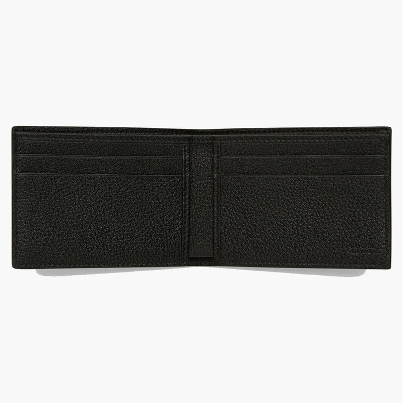 Gucci Print Bifold Wallet Textured Leather (4 Card Slots) Black