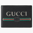 GUCCI PRINT BIFOLD WALLET Textured Leather (4 Slots Slots) Černá