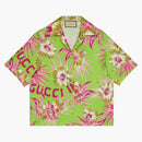 Gucci Printed Silk Bowling Shirt Green/Pink