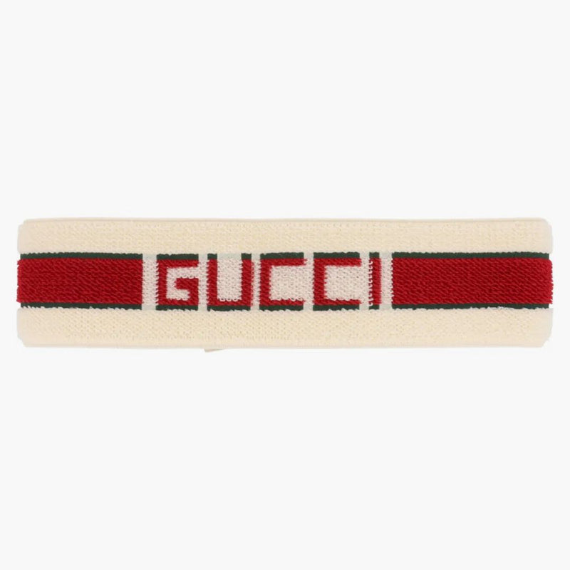 Gucci Queen Elastic Headband Ivory/Dark Green