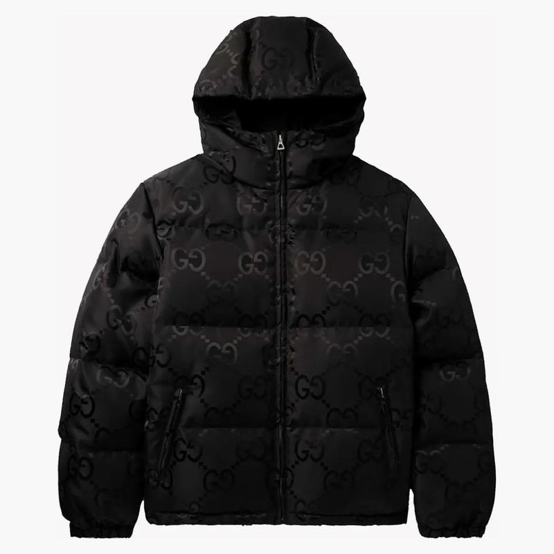 Gucci Quilted Logo-jacquard Shell Hooded Down Jacket Black