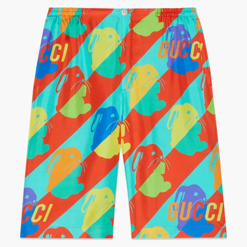 Gucci Rabit Printed Silk-Till shorts Multi