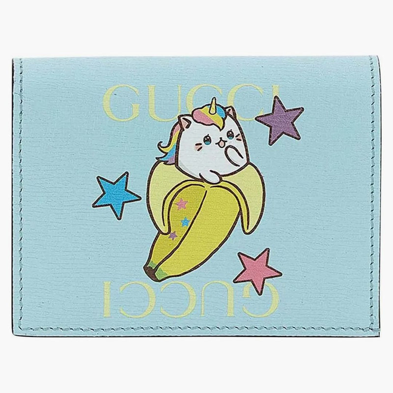 Gucci Rainbow and Stars Banana Print Card Case Blue