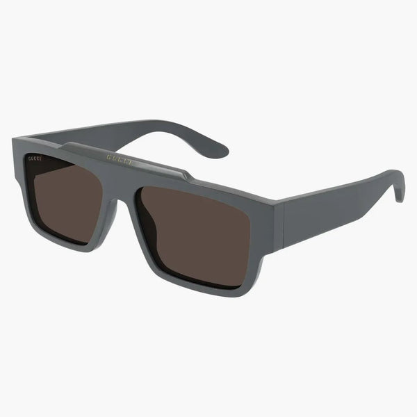 Gucci Rectangle Frame Sunglasses Charcoal Gray/Brown (GG1460S-003-Fri)