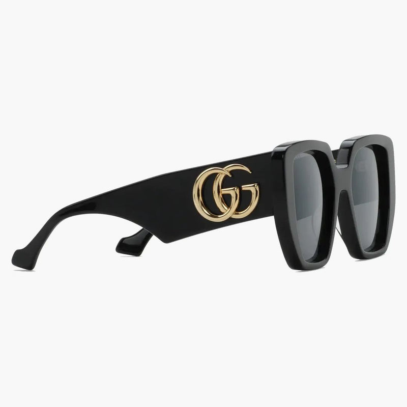 Gucci Rectangular Frame Sunglasses Black/Gold (663746 J0740 1012)