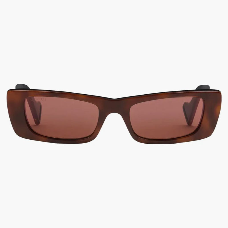 Gucci Rectangular Sunglasses Brown Acetate/Gold-Tone/Brown Lens (573239 J0740 2382)