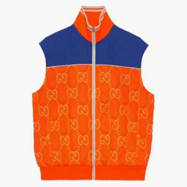 Gucci Removable Sleeve GG Jacquard Jacket Orange/Blue