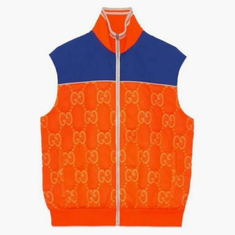 Gucci Removable Sleeve Gg Jacquard Jacket Orange/blue