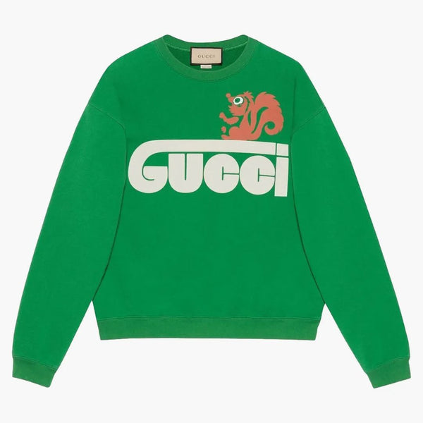 Gucci retro gucci skunk print bluza trawna zielona