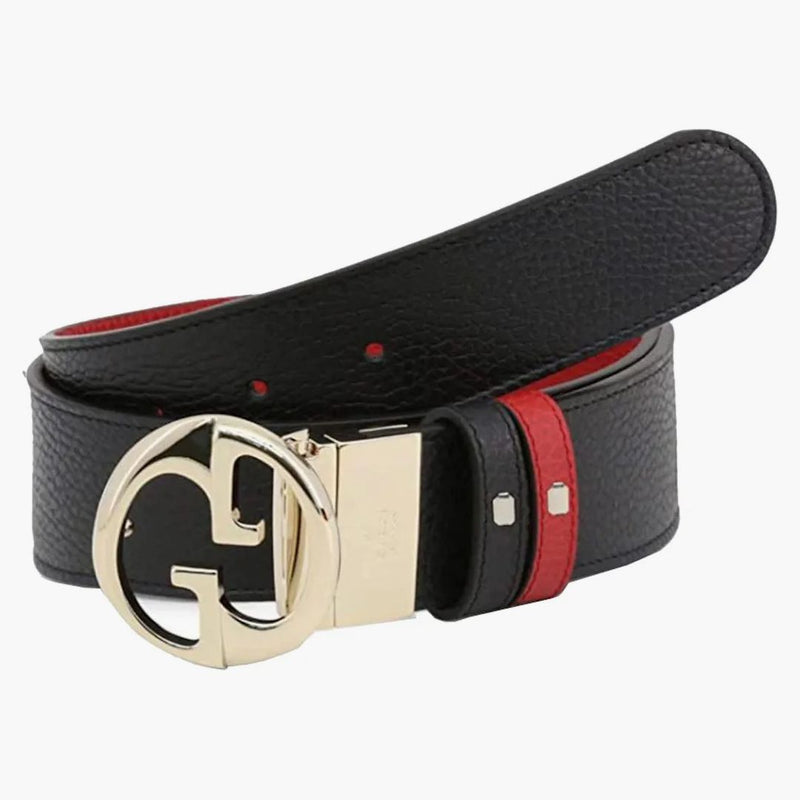 Cintura reversibile Gucci con GG Black/rosso intrecciato