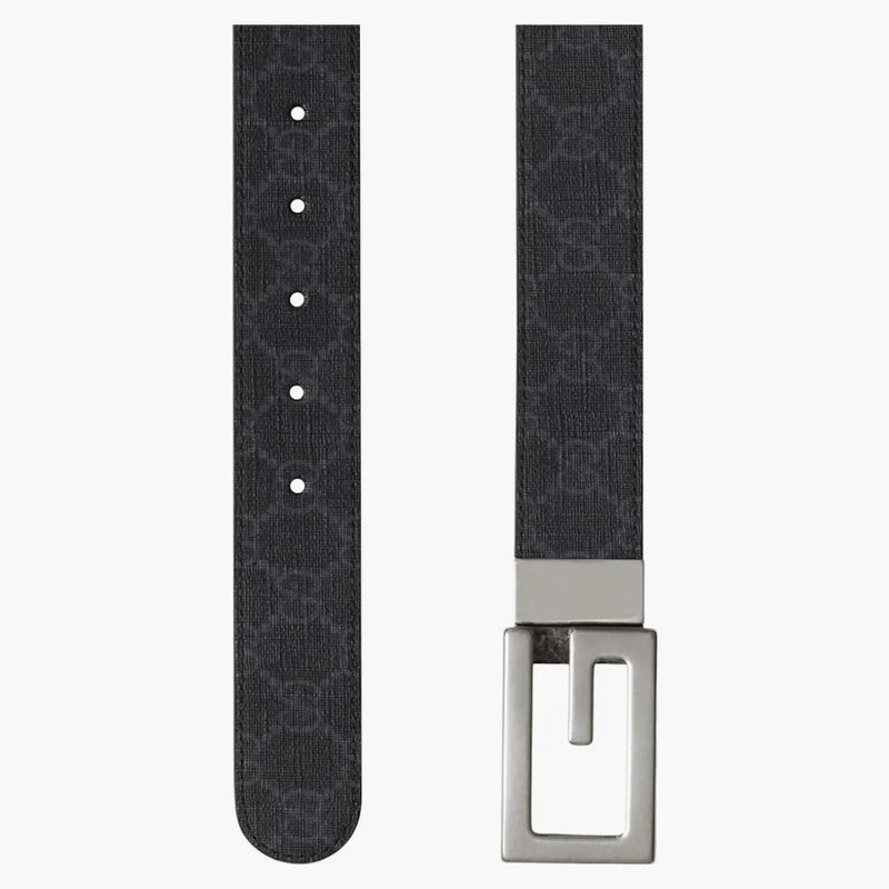 Gucci Reversible Belt with Square G Buckle GG Supreme Black