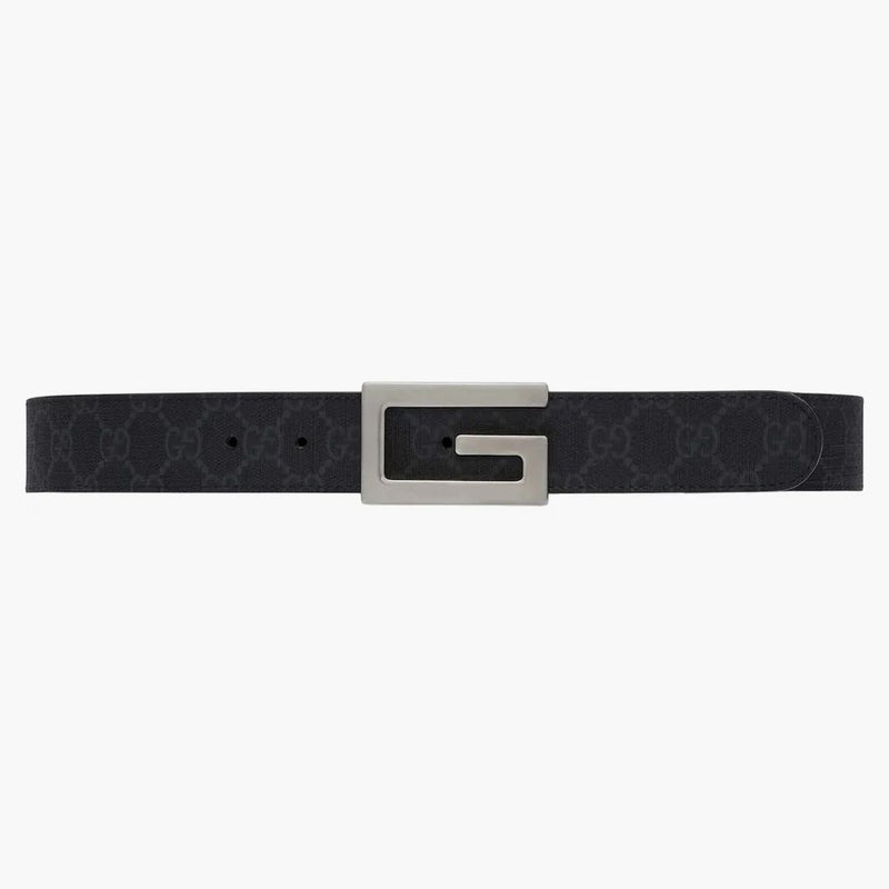 Gucci Reversible Belt with Square G Buckle GG Supreme Black