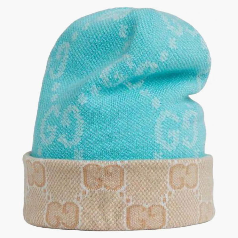 Gucci reversibel gg ull beanie ljusblå