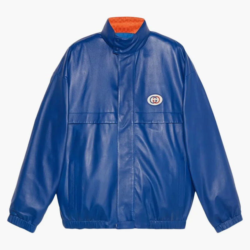 Gucci Reversible Interlocking G Leather Jacket Blue
