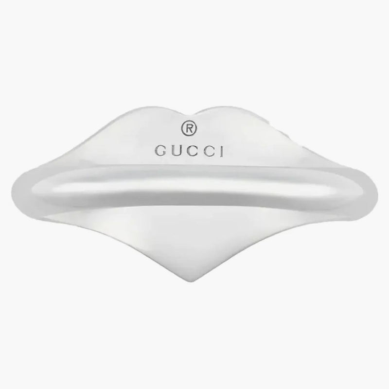 Gucci Ring With Interlocking G Enamel Heart Silver/red
