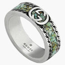 Gucci Ring with Interlocking G Silver/Brown/Turquoise