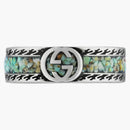 Gucci Ring with Interlocking G Silver/Brown/Turquoise
