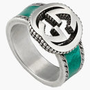 Gucci Ring with Interlocking G Textured Trim Silver