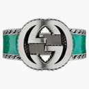 Gucci Ring with Interlocking G Textured Trim Silver