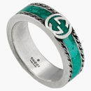 Gucci Ring with Interlocking G Turquoise Enamel Silver