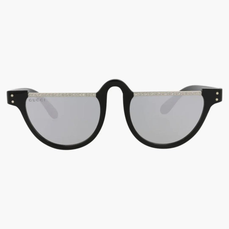 Gablas de sol de acetato de marco redondo Gucci Negro/Negro/Plata (GG1368S-3001399-001)