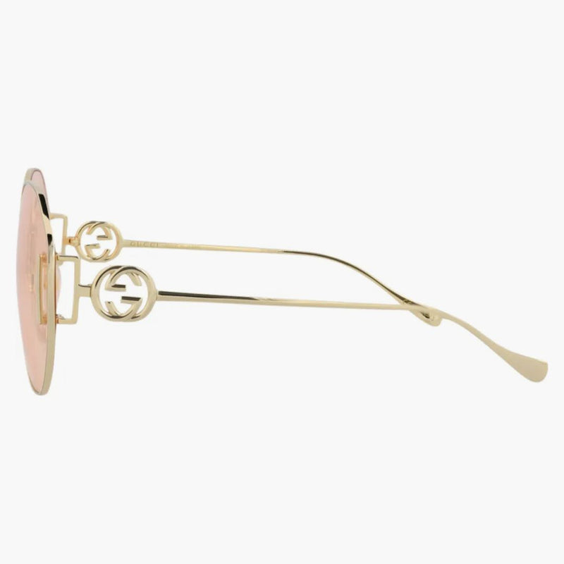 Gucci Round-Frame Metal Sunglasses Gold/Gold/Pink (GG1206SA-30013413-004)