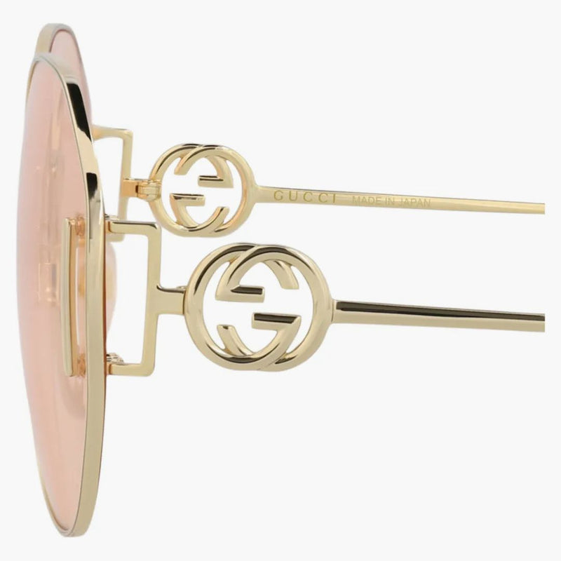 Gucci Round-Frame Metal Sunglasses Gold/Gold/Pink (GG1206SA-30013413-004)