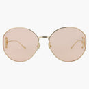 Gucci Round-Frame Metal Sunglasses Gold/Gold/Pink (GG1206SA-30013413-004)