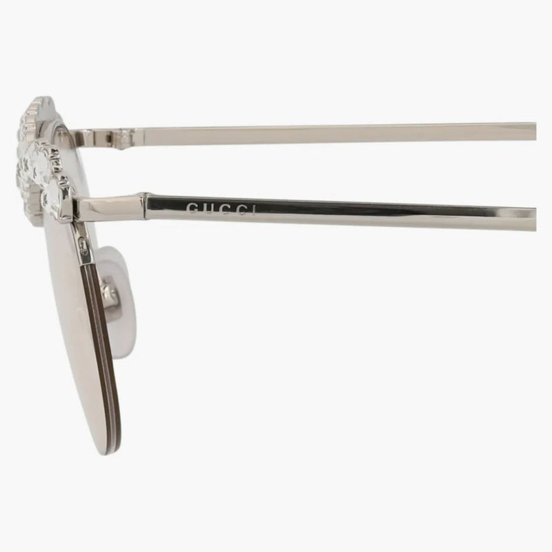 Gucci Round-Frame Metal Sunglasses Silver/Silver/Yellow (GG0994S-30011393-001)